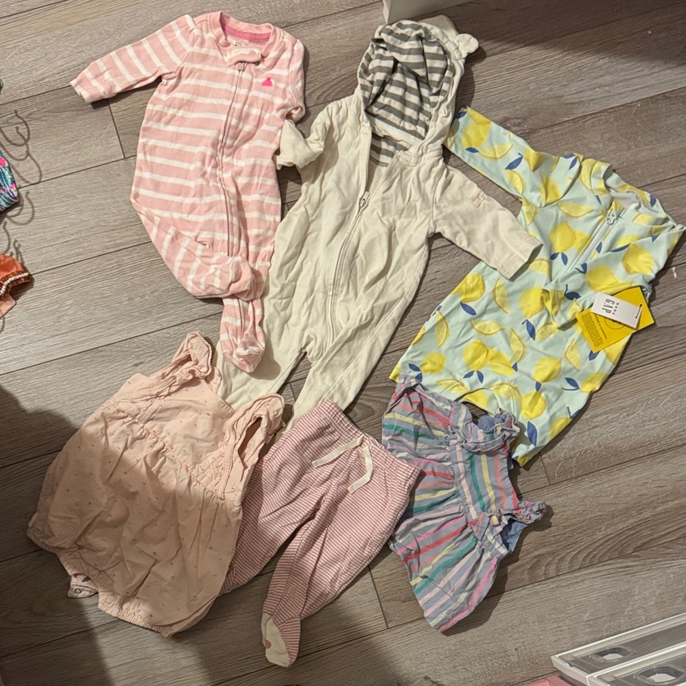 GAP Pink and Cream Striped Footie Set